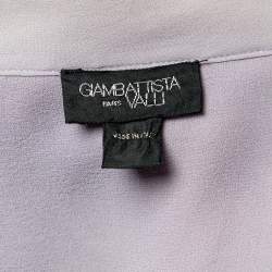 Pre Owned Giambattista Valli Lilac Silk Ruffled Neck Tie Detail Top L