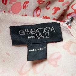 مملوكة مسبقًا Giambattista Valli Light Pink Printed Silk Ruffled Top M