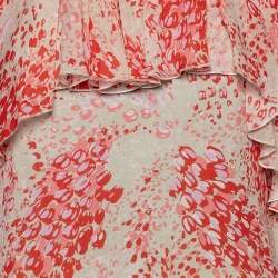 Giambattista Valli Light Pink Printed Silk Ruffled Top M