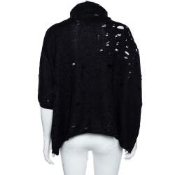 Giambattista Valli Black Mohair Wool Distressed Oversized Jumper S