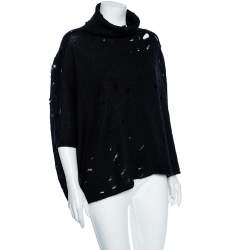 Giambattista Valli Black Mohair Wool Distressed Oversized Jumper S