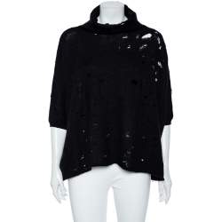 Giambattista Valli Black Mohair Wool Distressed Oversized Jumper S