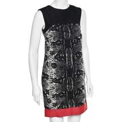 Giambattista Valli Black Printed Wool & Silk Paneled Shift Dress S