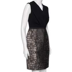 Giambattista Valli Black & Printed Wool Sleeveless Dress M