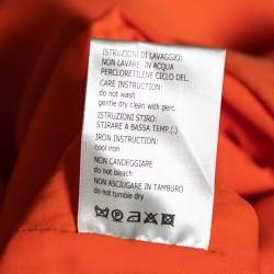 Giambattista Valli Orange Cotton Pleated Front Midi Dress M