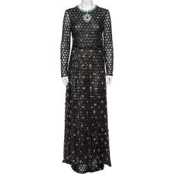 Giambattista Valli Black Sequin & Stud Embellished Tulle Evening Gown S