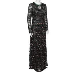 Giambattista Valli Black Sequin & Stud Embellished Tulle Evening Gown S