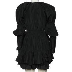 Pre Owned Giambattista Valli Black Synthetic Ruffled Asymmetric Hem Top XS