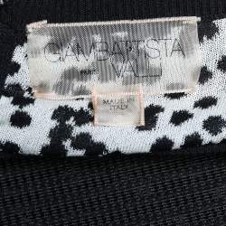 Giambattista Valli Black and White Polka Printed Knit Flared Hem Detailed Midi Dress S