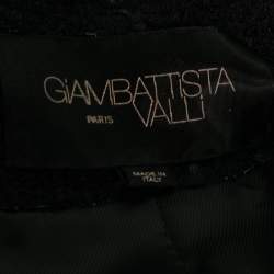 Pre Owned Giambattista Valli Black Tweed Embroidered Neck Detail Flared Jacket M