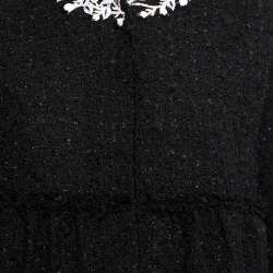 Pre Owned Giambattista Valli Black Tweed Embroidered Neck Detail Flared Jacket M