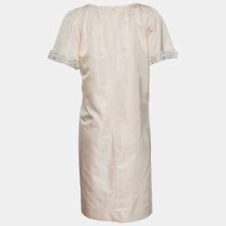 مملوكة مسبقًا فستان جيامباتيستا فالي حرير وردي خوخي مزخرف مقاس كبير - لارج