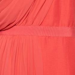 Giambattista Valli Coral Pink Silk Drape Detail Sheath Dress M