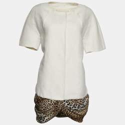 Giambattista Valli Off White Linen Blend Contrast Hem Detail Caban XL