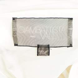 Pre Owned Giambattista Valli White Floral Printed Silk Strapless Gown M