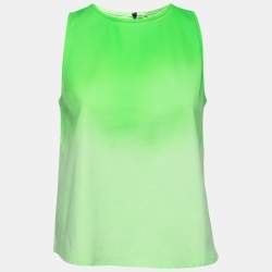 Pre Owned Giambattista Valli Neon Green Stretch Cotton Tank Top M