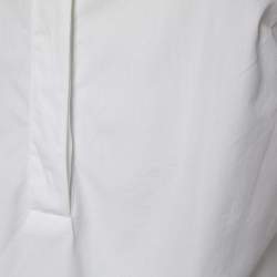 مملوكة مسبقًا Giambattista Valli White Cotton Lace Detail Ruffle Sleeveless Top XS