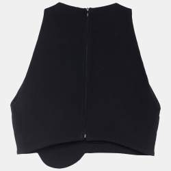 مملوكة مسبقًا Giambattista Valli Black Crepe Racer Crop Top M