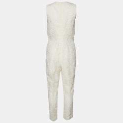Giambattista Valli White Lace Sleeveless Jumpsuit M