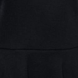 مملوكة مسبقًا Giambattista Valli Black/Cream Wool Mini Peplum Dress L