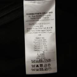 Pre Owned Giambattista Valli Black Floral Print Crepe V-Neck Flared Mini Dress L