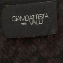 Pre Owned Giambattista Valli Black Floral Print Crepe V-Neck Flared Mini Dress L