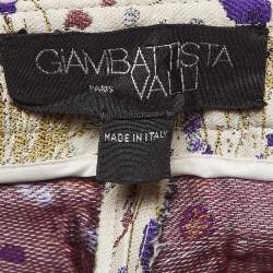 Giambattista Valli Off-White Floral Jacquard Flared Trousers XXS