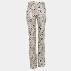 Giambattista Valli Off-White Floral Jacquard Flared Trousers XXS
