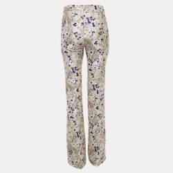 Giambattista Valli Off-White Floral Jacquard Flared Trousers XXS