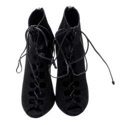 Giambattista Valli Black Suede Cut Out Ankle Boots Size 38