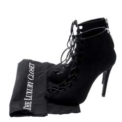 Giambattista Valli Black Suede Cut Out Ankle Boots Size 38