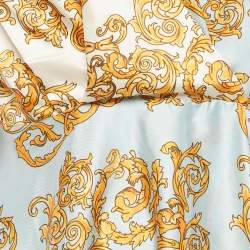 مملوكة مسبقًا فستان جيانفرانكو فيري ملفوف كريب مطبع أزرق/أصفر صغير