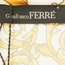 مملوكة مسبقًا فستان جيانفرانكو فيري ملفوف كريب مطبع أزرق/أصفر صغير