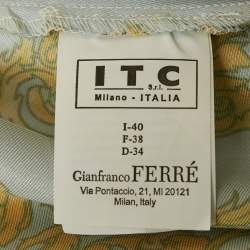 مملوكة مسبقًا فستان جيانفرانكو فيري ملفوف كريب مطبع أزرق/أصفر صغير