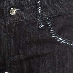 Pre Owned GF Ferre Black Dark Wash Crystal Owl Embellished Detail Straight Fit Jeans M