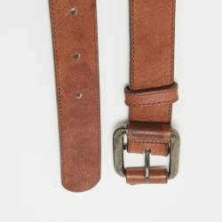 Gianfranco Ferre Brown Leather Adjustable Buckle Belt 70CM