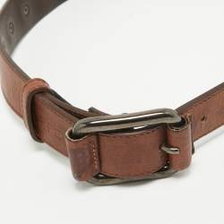Gianfranco Ferre Brown Leather Adjustable Buckle Belt 70CM