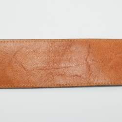 Pre Owned Gianfranco Ferre Black Leather Wide Buckle Belt 65CM