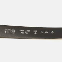 Pre Owned Gianfranco Ferre Metal Bamboo 90CM Buckle Belt Cream Leather