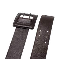 Pre Owned Gianfranco Ferre Dark Brown Leather Double Buckle Waist Belt 90CM