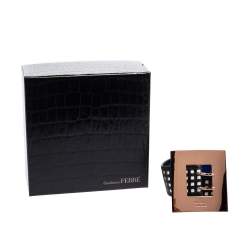 Gianfranco Ferre Black/White Textured Leather Buckle Waist Belt 