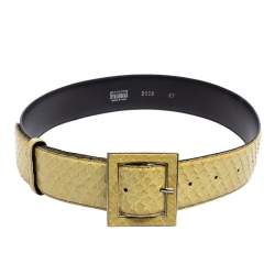 Gianfranco Ferre Light Yellow Python Buckle Belt