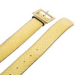 Gianfranco Ferre Light Yellow Python Buckle Belt