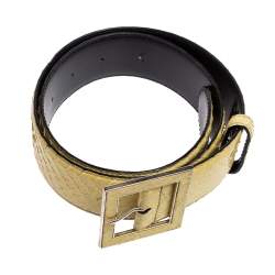 Gianfranco Ferre Light Yellow Python Buckle Belt