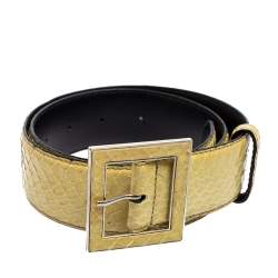 Gianfranco Ferre Light Yellow Python Buckle Belt