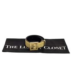 Gianfranco Ferre Light Yellow Python Buckle Belt