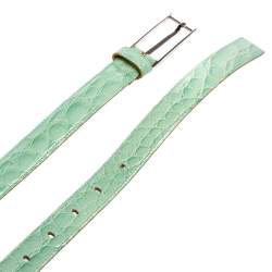 Gianfranco Ferre Mint Green Croc Embossed Leather Buckle Belt