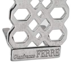 Gianfranco Ferre Silver Lasercut Metal Crystal Embellished Belt