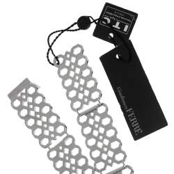 Gianfranco Ferre Silver Lasercut Metal Crystal Embellished Belt