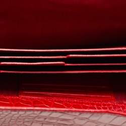 Gianfranco Ferre Red Alligator Envelope Flap Travel Organizer